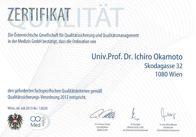 Haurarzt Dr Okamoto Wien Zertifikat Qualitätssicherungsverordnung 2015